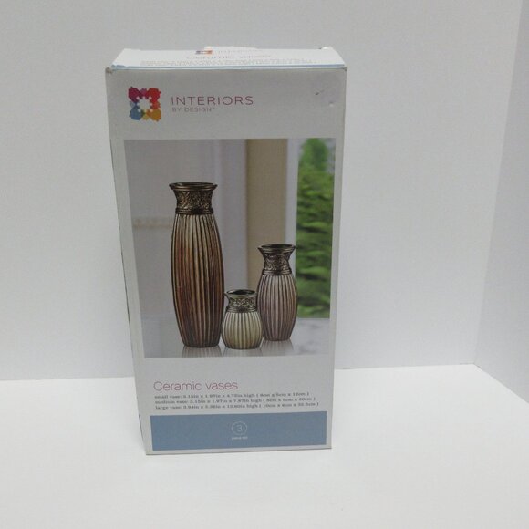 Interior by Design 3 PIECE DECORATIVE CERAMIC VASE SET - Picture 7 of 8